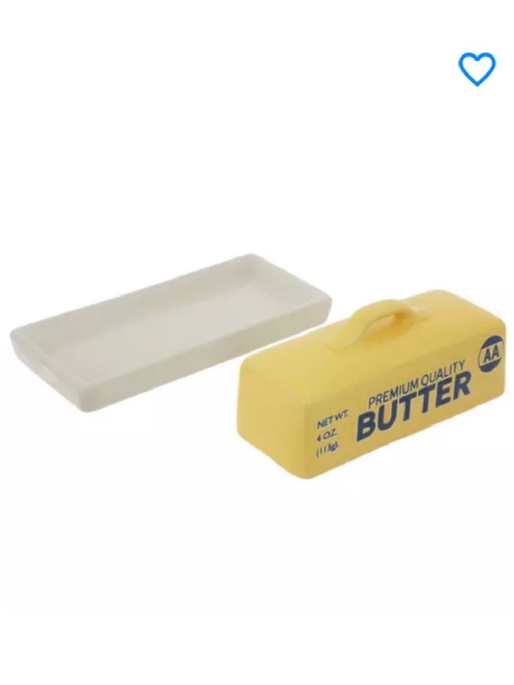 New! Retro Style Ceramic Yellow Butter Dish with White Base - Picture 3 of 6